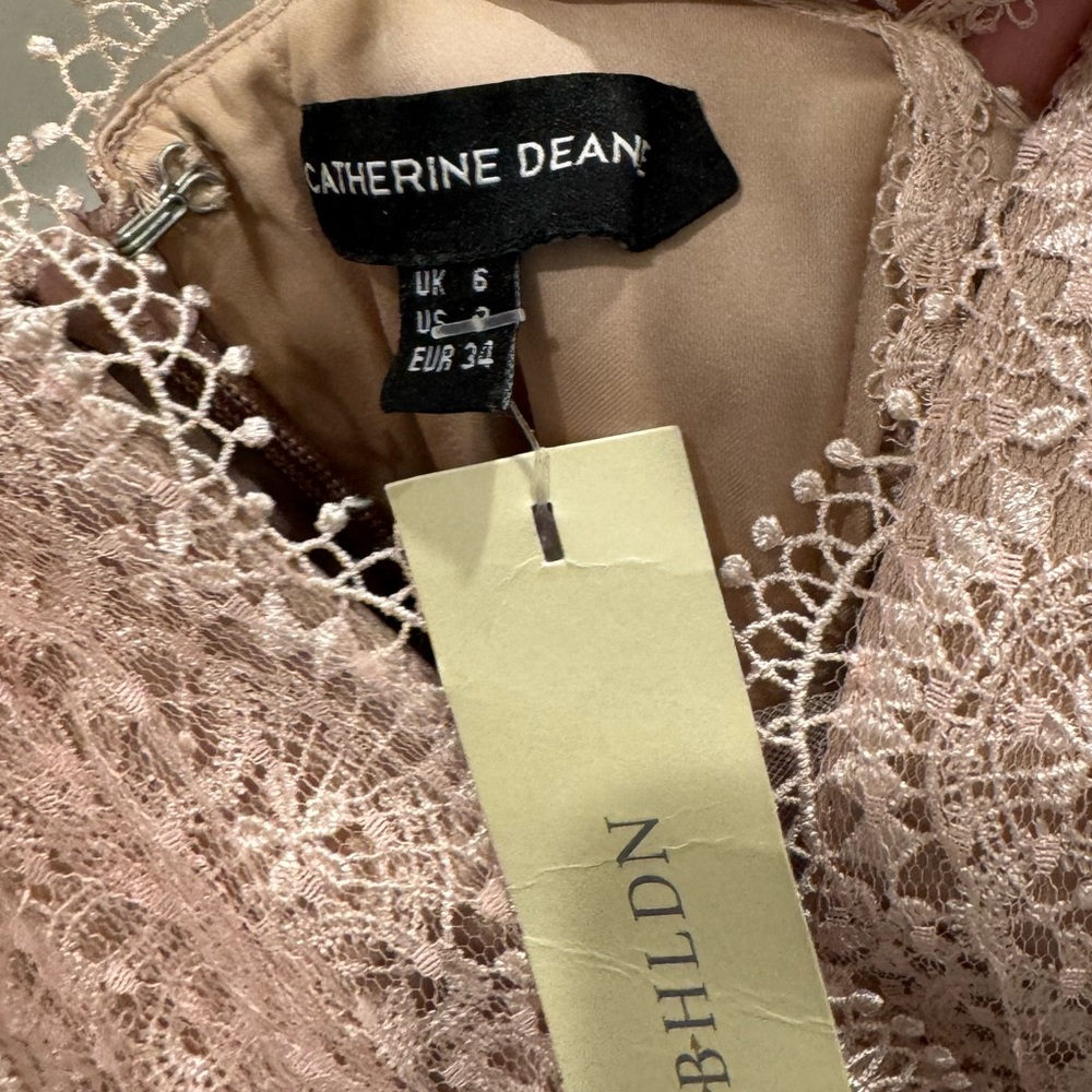 BHLDN Catherine Dean Blush Lace Tiered Midi Dress - Picture 10 of 10